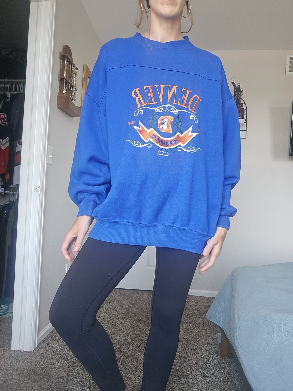 1990s Blue Denver Broncos Graphic Crewneck Sweatshirt